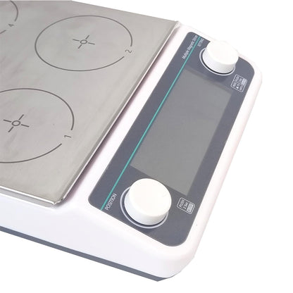 QIUSUO Multi-position Hotplate Magnetic Stirrer 6 Position Hotplate Stirrer with RPM Range 50 to 1200 RPM Number of Stirring Points 6 LCD Liquid Crystal Display 304 Stainless Steel