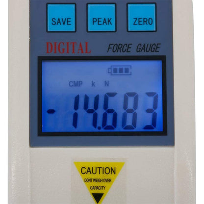 QIUSUO Digital Pull Force Gauge Digital Force Measurement Gauge with Peak Load Value 1000N/ 100kg/ 220Lb Load Division Value 1N/ 0.1kg/ 0.1Lb Inner Sensor & S-tye Sensor with High Precision (External Sensor)