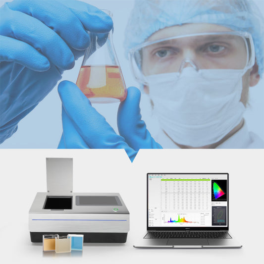 QIUSUO Desktop Liquid Colorimeter Liquid Spectrophotometer with Wavelength Range 360-780nm Colorimetric Values ΔE*ab within 0.015 Transmittance measurement range 0~200% Semiband Width 5nm Standard Deviation within 0.05% for Liquid Chromaticity Measurement