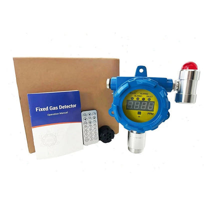 QIUSUO Fixed Ethylene Gas Detector C2H4 Detector with Measuring Range 0-100ppm Resolution 1ppm Sound and Light Alarm Aluminum Shell Material
