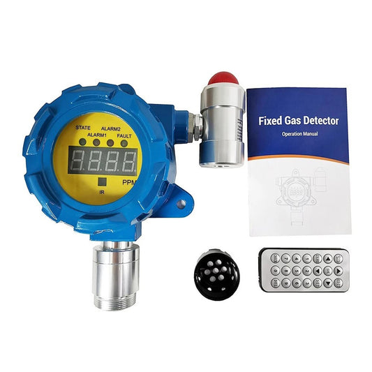 QIUSUO Fixed NO2 Gas Detector Nitrogen Dioxid Detector with Range 0-20ppm Resolution 0.1ppm L-alarm 5ppm H-alarm 10ppm Accuracy ≦ 5% F.S for Combustible and Toxic Gas Leakage Detection Test Response Time≦30S