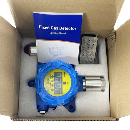 QIUSUO Fixed Ethylene Gas Detector C2H4 Detector with Measuring Range 0-100ppm Resolution 1ppm Sound and Light Alarm Aluminum Shell Material