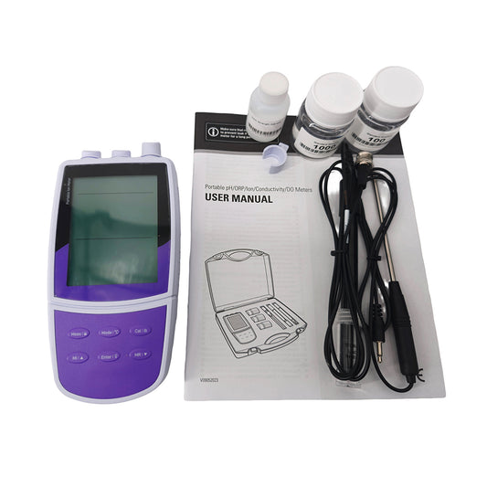 QIUSUO Portable Nitrate Ion Meter NO3 Ion Meter with Calibration Fluid Range 0.4 to 62000 ppm Resolution 0.001 0.01 0.1 1 Automatic Range -1999.9 to 1999.9 mV USB Communication Interface Stores Up to 500 Data Sets