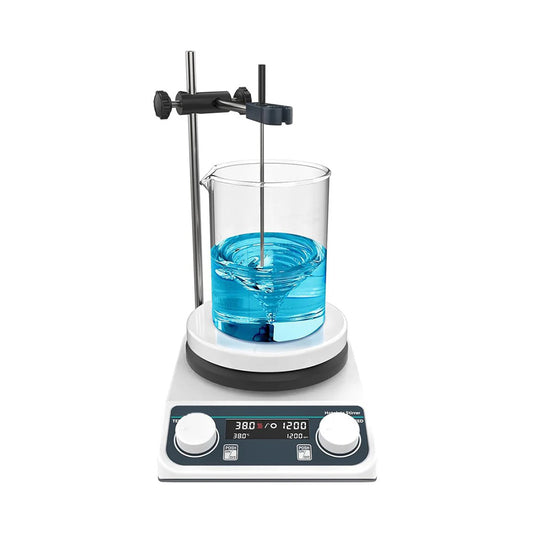QIUSUO Digital Heating Magnetic Stirrers Magnetic Stirrer with Speed Range 200-1500rpm Max Strring Capcacity 2L(H2O) Max Temp of Cpacity 280℃ Hot Plate φ135mm Stainless Steel Coating RPM Increment 10rpm