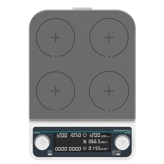 QIUSUO Hotplate Magnetic Stirrer 4 Place Multipoint Magnetic Stirrers with Brushless Motor LCD Liquid Crystal Display Asynchronous Control Number of Stirring Points 4 Max Stirring Volume 4*500 MM