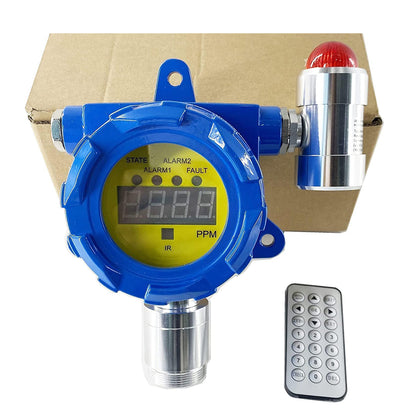 QIUSUO Fixed Benzene Gas Detector Benzene Detector with Measuring Range 0-100ppm Resolution 1ppm L-alarm 10ppm H-alarm 20ppm Explosion-Proof Water-Proof for Metallurgical Gas Detection