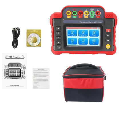 QIUSUO Transformer Windings Ratio Tester Meter TTR Tester with Variable Ratio Range 0.9-10000 Support Computer and Bluetooth Control 500 Groups Data Storage
