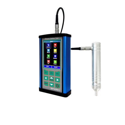 QIUSUO Ultrasonic Hardness Tester Ultrasonic Portable Hardness Tester with 10kgf Probe Maximum Roughness Test Surface Ra<15um Accuracy ±2 USB Interface ASTM-A1038 Standard 3.5-inch IPS(In-Plane Switching) Digital LCD Data Save 600 Groups Max