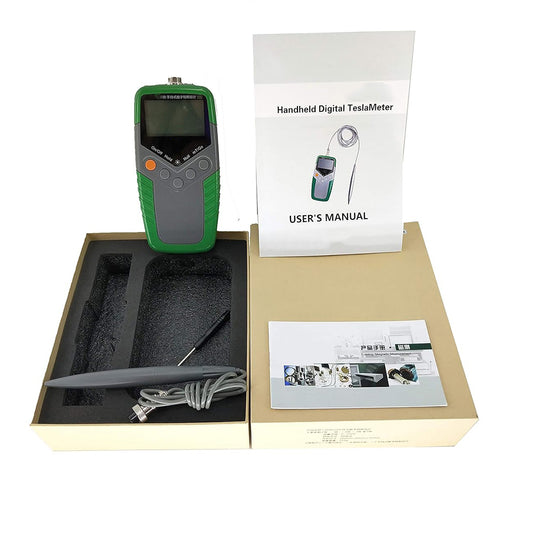 QIUSUO Handheld Gauss Meter High Precision Gaussmeter with 2% Accuracy Ultra Large Range 0 to 2400mT 0 to 24000Gs Resolution 0.01mT 0.1Gs