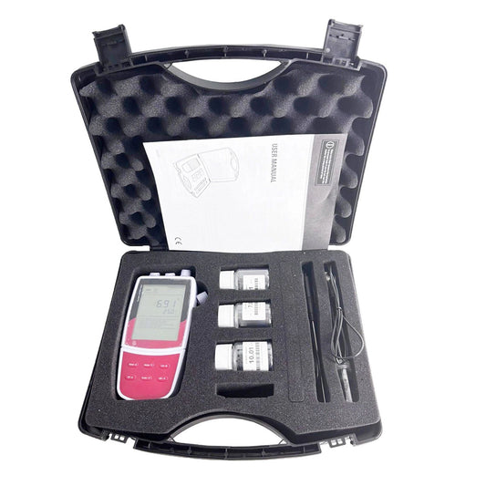 QIUSUO Portable pH Meter Handheld Water pH Analyzer Portable pH Gauge Tester with Standard Calibration Solution Range -2.00 to 20.00 pH Accuracy ±0.01 pH Calibration 1 to 3 points Manual / Auto-read Measurement Endpoint USB Communication Interface