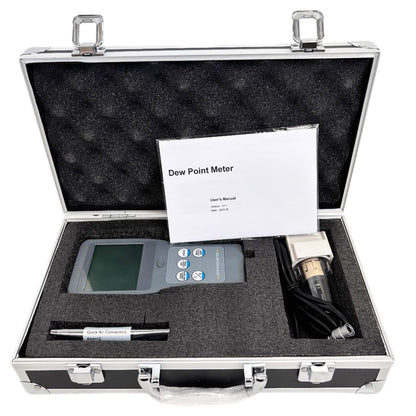 QIUSUO Handheld Dew Point Meter Precision Dew Point Meter with Relative Humidity Range 0~100%RH Dew Point Temperature Range -45~120°C (-49~248°F) PPM Range 0~50000 Wet Bulb Temperature Range -20~40°C (-4~104°F)