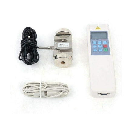 QIUSUO Digital Pull Force Gauge Digital Force Measurement Gauge with Peak Load Value 1000N/ 100kg/ 220Lb Load Division Value 1N/ 0.1kg/ 0.1Lb Inner Sensor & S-tye Sensor with High Precision (External Sensor)