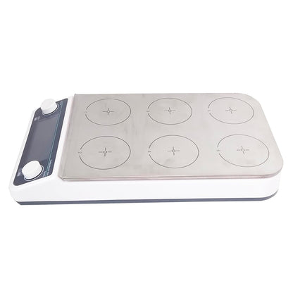 QIUSUO Multi-position Hotplate Magnetic Stirrer 6 Position Hotplate Stirrer with RPM Range 50 to 1200 RPM Number of Stirring Points 6 LCD Liquid Crystal Display 304 Stainless Steel