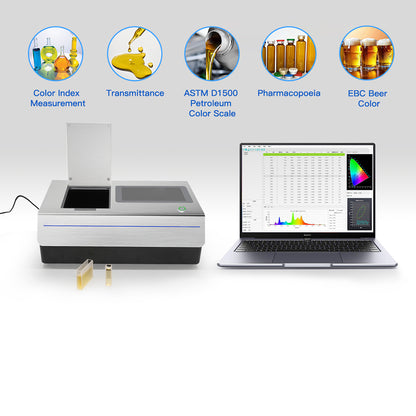 QIUSUO Benchtop Colorimeter Lab Liquid Colorimeter with Standard Deviation within 0.05% Sensor Silicon Photodiode Array(Double Row 40 Groups) Colorimetric Values ΔE*ab within 0.015 Transmittance measurement range 0~200%