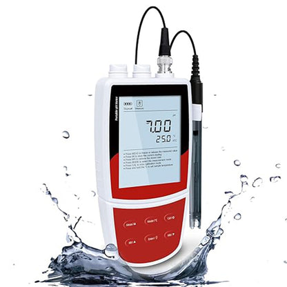 QIUSUO Lab pH Meter Digital Water pH Analyzer with Standard Calibration Solution Range -1999.9 to 1999.9 mV Stores Up to 500 Data Sets Setup Menu Contains 9 Options Manual/Auto-read Measurement Endpoint