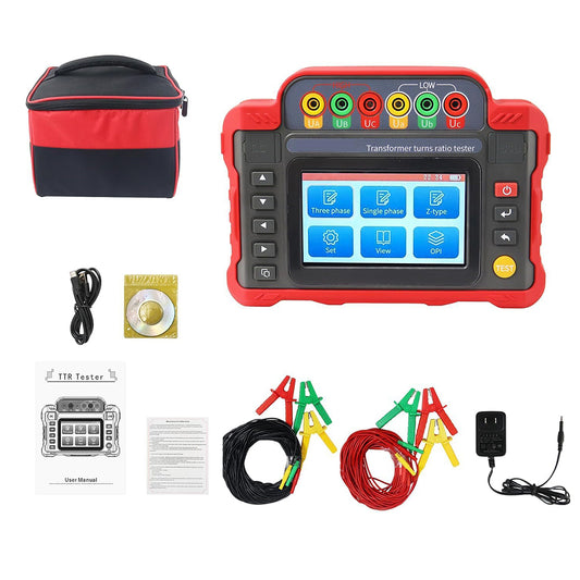 QIUSUO Transformer Ratio Tester TTR Tester with Radio Range 0.9~10000 Specimen Type Single Phase Transformer Three Phase Transformers Z -type Transformers PT CT Touch Screen And Buttons Interaction Mode
