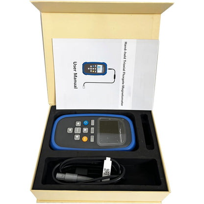 QIUSUO Triaxial Fluxgate Magnetometer Handheld Three-Axis Fluxgate Magnetometer Tesla Tester Meter for Weak Magnetic Field Testing with Class 1 XYZ Axis Range 0 To 1000μT Resolution 100nT USB Interface