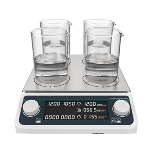 QIUSUO Multi-position Hotplate Stirrer 4-Position Hotplate Stirrer with Brushless Motor 304 Stainless Steel Plate Number of Stirring Points 4 Max Stirring Volume 4*500 MM