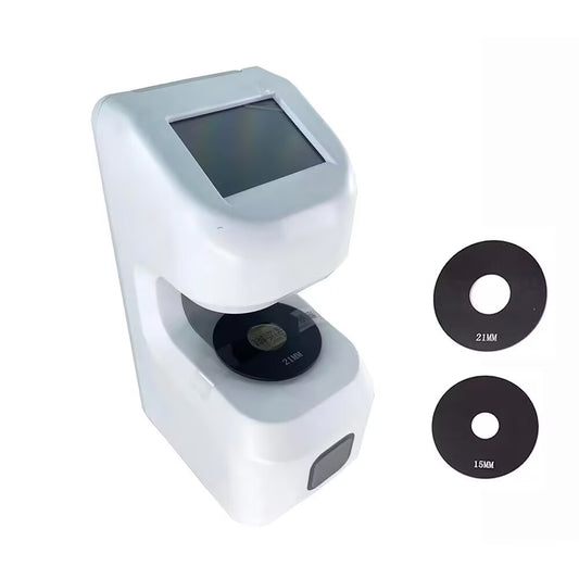 QIUSUO ASTM&ISO Hazemeter Digital Two Apertures Haze Meter with Aperture 21mm 15mm Test Range 0-100% Resolution 0.01% Repeatability 0.05 2.8-inch Touch Screen Sample Size Thickness≤40mm for Haze Luminous Transmittance Transparent Plastics