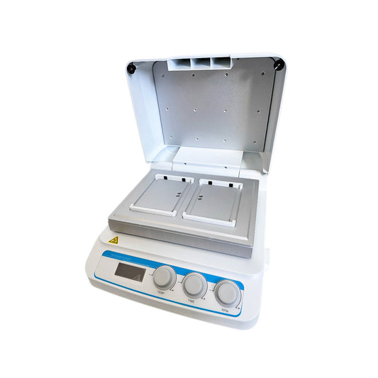 QIUSUO Microplate Thermo Shaker Digital Thermo-shaker for 2 microplates with Temperature Control Rrange RT+5℃~70℃ Control Accuracy ≤ ±0.3℃ Heating Mode Heating Film Speed Range 100~1600rpm