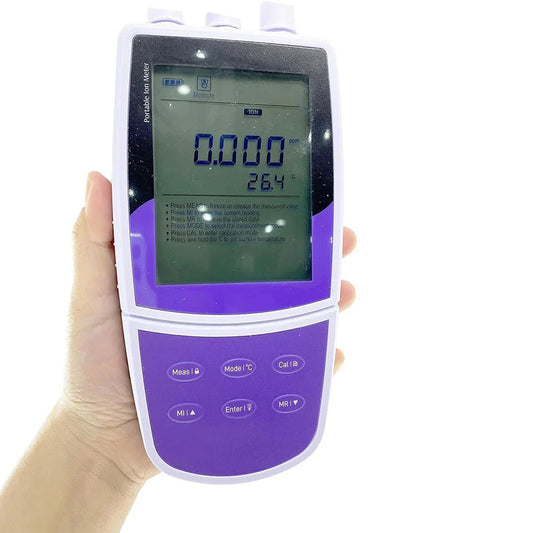 QIUSUO NH3 Ion Meter Handheld NH3 Ion Meter with Calibration Fluid Range 0.01 to 17000 ppm  Resolution 0.001 0.01 0.1 1 Automatic 2 to 5 Points Calibration USB Communication Interface Stores Up to 500 Data Sets