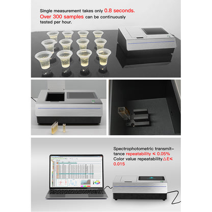 QIUSUO Liquid Color Meter Desktop Liquid Spectrophotometer with Colorimetric Values ΔE*ab within 0.015 Inter-Instrument Difference ΔE*ab within 0.25 Wavelength Range 360-780nm for Liquid Chromaticity Measurement