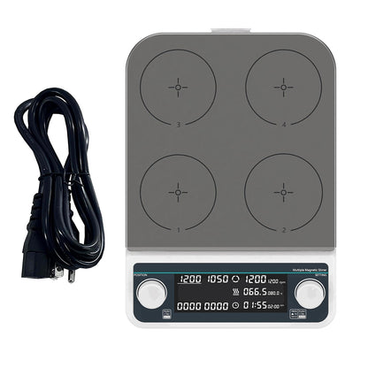 QIUSUO Multi Position Hotplate Stirrer 4 Digital Multi-position Hot Plate Stirrer with LCD Liquid Crystal Display Number of Stirring Points 4 Plate Material 304 Stainless Steel