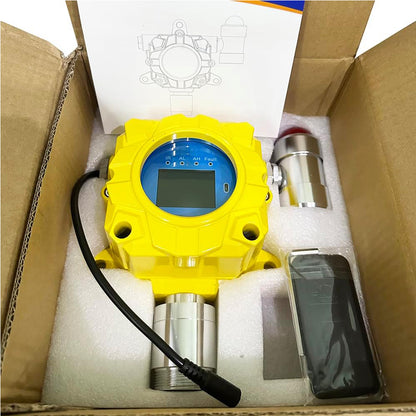 QIUSUO Wall-mounted HCN Gas Detector Hydrogen Cyanide Gas Detector with Measuring Range 0-50ppm Resolution 0.1ppm Die-Cast Aluminum Shell for Continuous Monitoring of Measurable Gases in Industrial Environments
