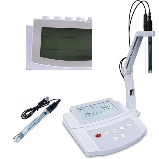 QIUSUO Benchtop pH Meter Labrorary pH/mV Meter with Range -1.00 to 15.00 pH Resolution 0.01 pH Accuracy ±0.01 pH Range -1999 to 1999 mV Resolution 1 mV Accuracy ±1 mV Manual/Auto-read Measurement Endpoint 1 to 3 Points Calibration