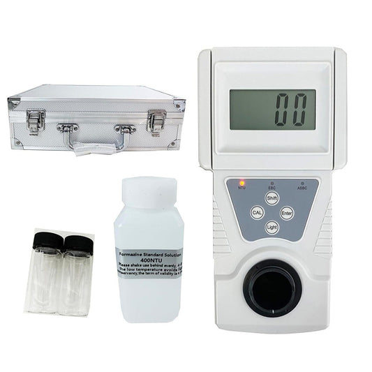 QIUSUO Handheld Turbidity Meter Digital Turbidity Meter Tester with Formazine Turbidity Solution Measuring Principle 90° Scattered Light 0-200 NTU Minimum Indication 0.1 NTU for Measure The Level of Turbidity