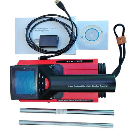 QIUSUO Integrated Laser Steel Bar Detector Concrete Rebar Locator Scanner Integrated Rebar Scanner for Concrete with Multi-Mode Detection Range 6mm-90 Mm 7mm-200mm for Steel Bar Thickness Waveform Network Profile