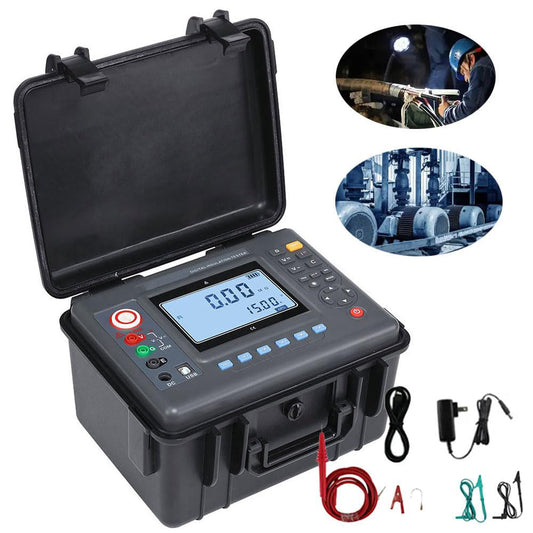 QIUSUO Digital 5KV Insulation Tester High Voltage Insulation Meter Dectector with Range 0.01MΩ-10TΩ Rated Voltage 100V 250V 500V 1000V 2500V 5000V 500 Groups Data Storage Regular price