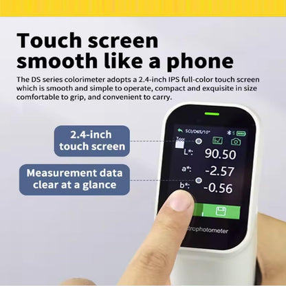 QIUSUO Handheld Color Meter Color Meter Analyzer Touch Screen Color Measurement with Accuracy 0.01 Aperture 6mm Visual Observation Method D/8 SCI for Coating Ceramic Plastic Paint Test