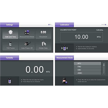 QIUSUO Turbidity Testing Equipment Benchtop Nephelometer Turbidimeter with 7 Point Calibration Range 0 to 2000 NTU/FNU 0 to 500 EBC 0 to 9999 ASBC Accuracy ±2% 4 PCS Liquid Calibration Solutions Suspended Particle Test